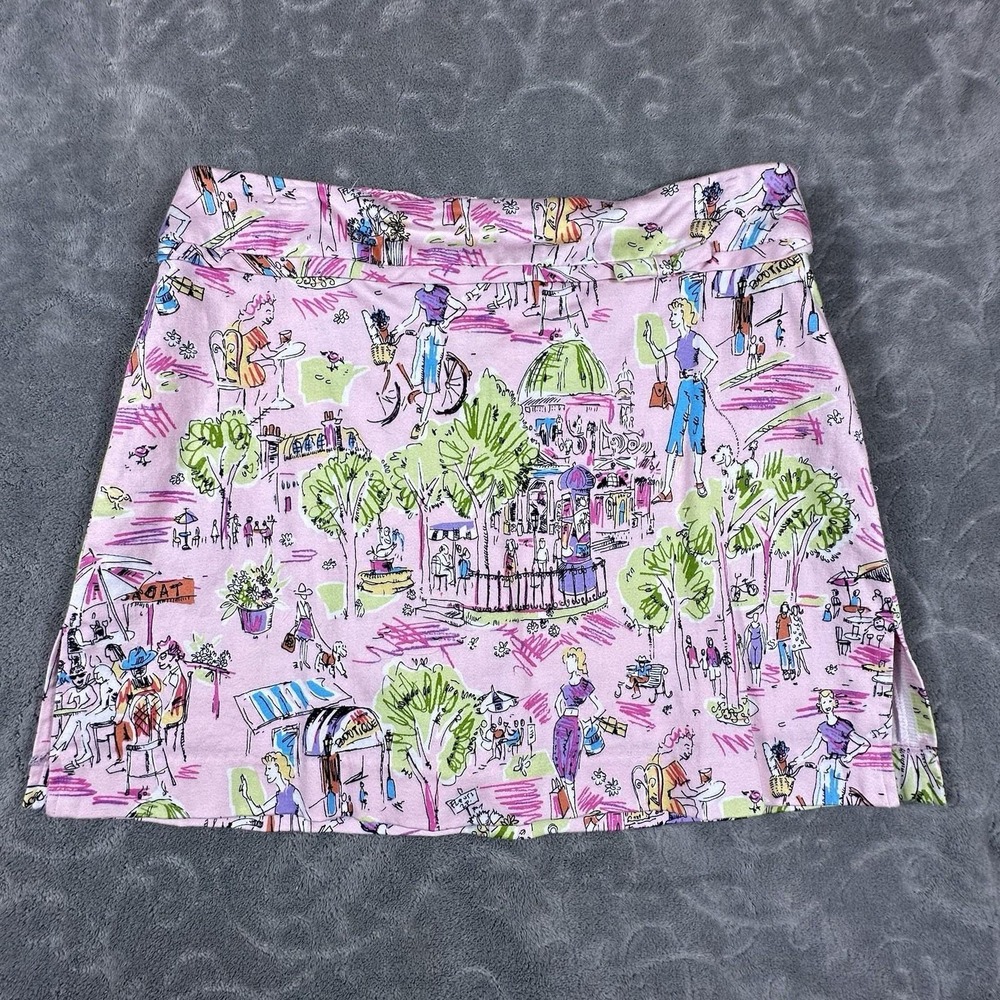 VTG Mini Skirt Skort Womens 8 Pink Unique Whimsical Golf Tennis 90s Y2K Artsy